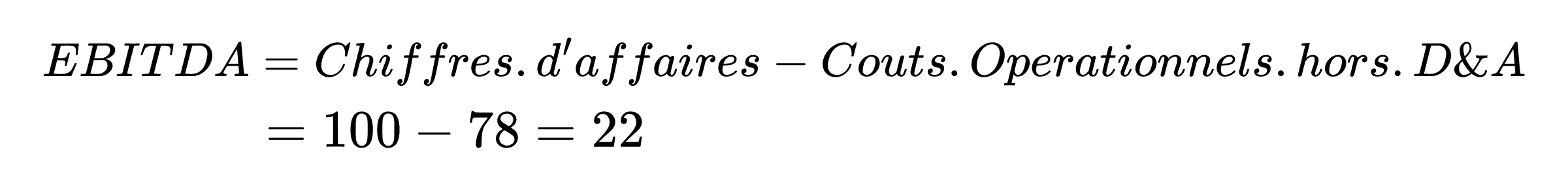 Exemple calcul EBITDA méthode soustractive