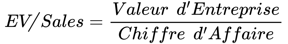 EV/Sales = valeur d'entreprise/chiffre d'affaire