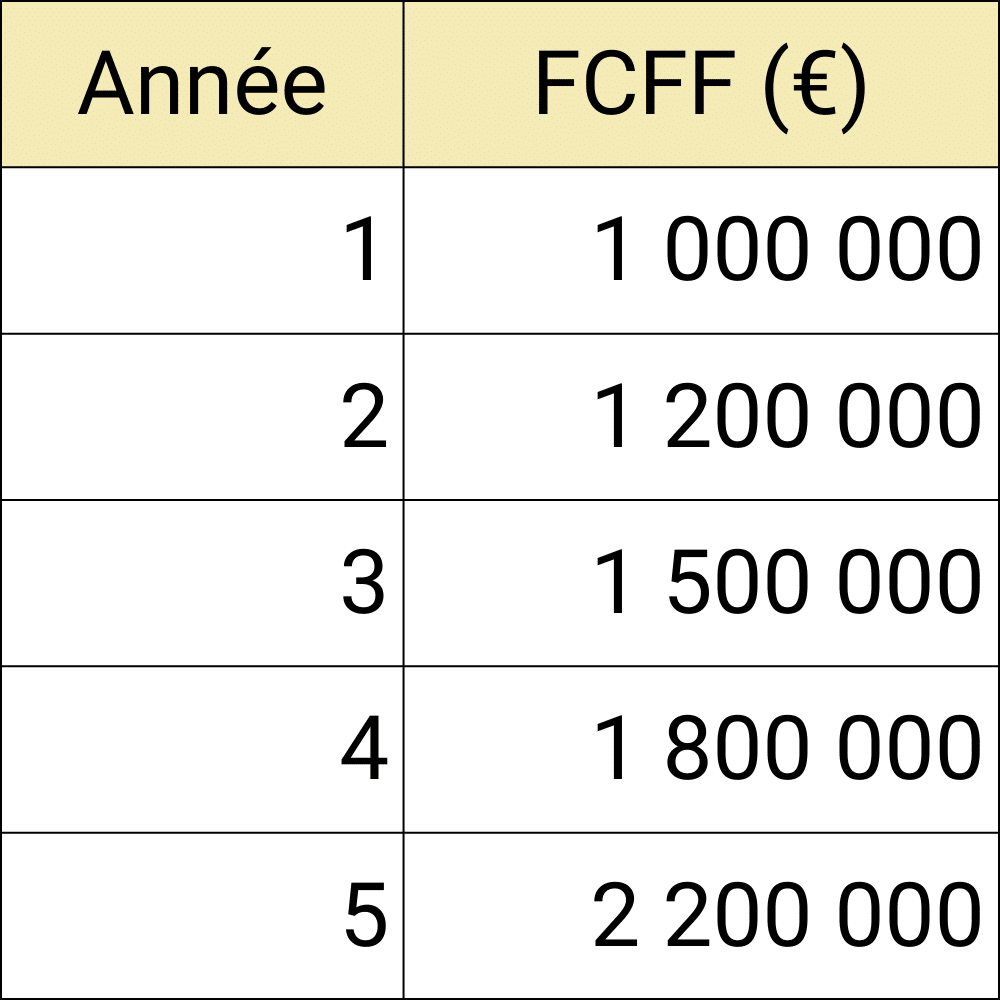 exemple de calcul méthode DCF